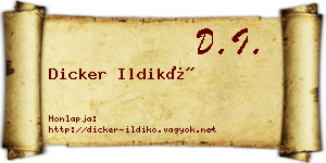 Dicker Ildikó névjegykártya